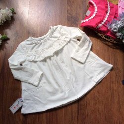 Áo thu cotton hoa nhí vòng cổ